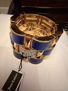 Juicy Couture Gold-Tone Bracelet with Navy Blue Enamel & Crystal Accent